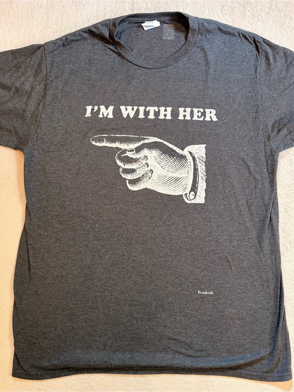 I'm With Her Short Sleeve Novelty Tee - Dark Gray Sz L